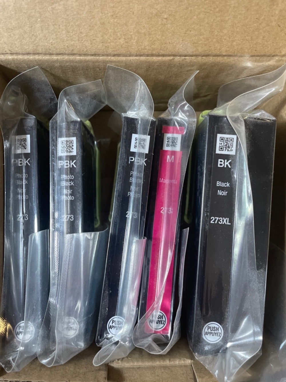 5pk Genuine Epson Inks One Black 273XL Three 273 PBK & One 273 Magenta